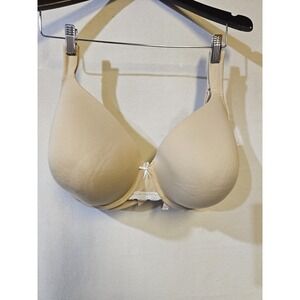 Lane Bryant Cacique Lined T-Shirt Style Underwire Cream Cotton Bra Size 46DD